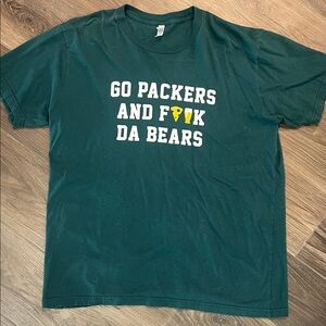 Dark Green Graphic T-Shirt Go Packers and F the Bears Manitowac Minute XL